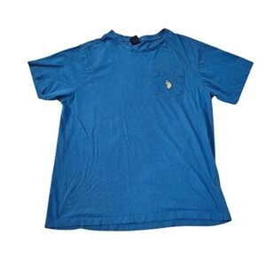 US Polo Assn. T-Shirt Men Large Blue Logo Short Sleeve Pocket Basic Casual